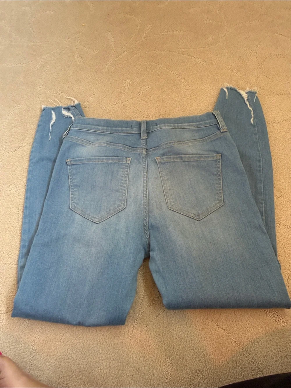 Free People Women's Distressed Light Blue Skinny Jeans